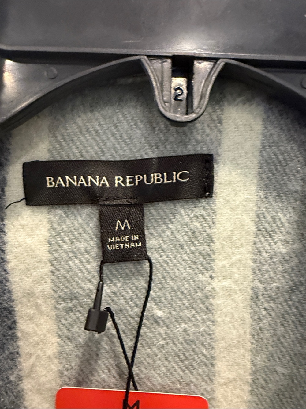 Banana Republic Green and Cream Plaid Utility Shacket - Picture 2 of 5